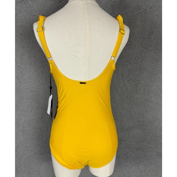 DKNY Women's Ruffle Plunge Underwire Tummy Control One-Piece Swimsuit 8 NWT's. - Picture 4 of 8